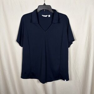 Lady Hagen Polo Shirt Women's XXL Navy Blue V Neck Short Sleeve Casual